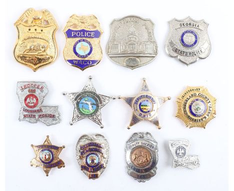 Selection of American Police Badges, selection of breast badges in metal and enamel. Various periods and forces. Including Be