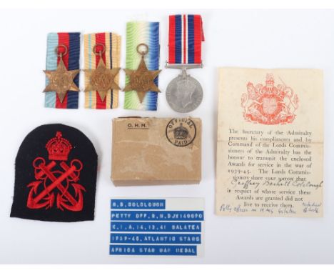 WW2 British Royal Navy HMS Galatea Killed in Action Medal Group, awarded to Petty Officer Geoffrey Beckett Colclough. Group c