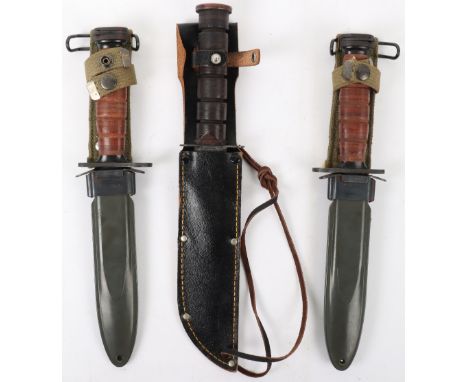 2x US M8 A1 Knife Bayonets, being Japanese made copies of the famous American knife. Both with scabbards. Accompanied by a Ja