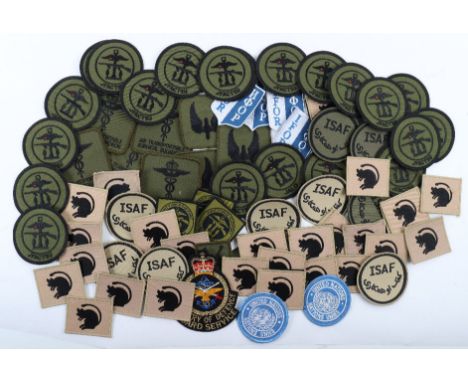 Quantity of British Army Modern Afghanistan War Cloth Insignia, including ISAF patches, Divisional TRF sign, UN badges, etc. 