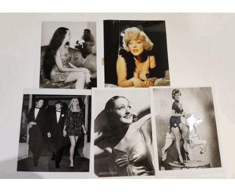 Photographs of Marilyn Monroe, Sharon Tate and Dorothy Lamour, Globe Photos N.Y. and Pictorial London press stamps verso.