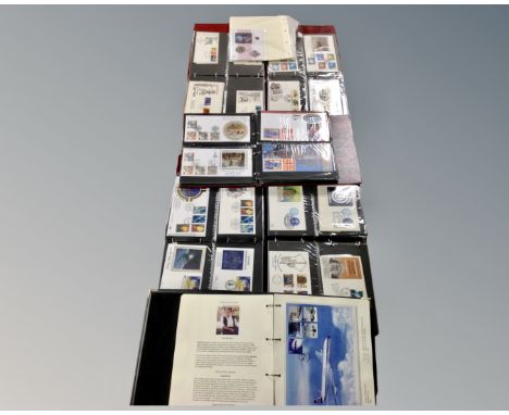 A box containing six albums of First Day Covers.