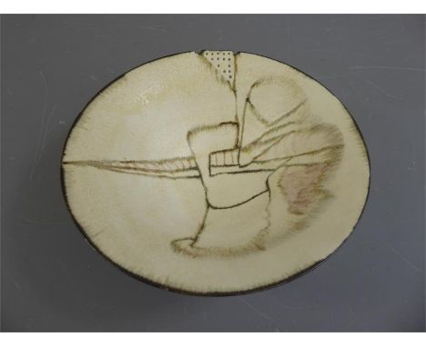 David Lloyd Jones (1928-1994) Cream Pottery Bowl, the bowl interior with unusual pierced decoration, approx 19.5 x 9 cms, wit