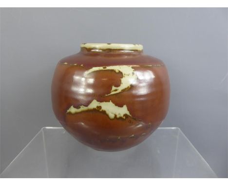 ARR Geoffrey Whiting (1919-1988) Kaki Glaze Vase, with cream interior, approx 20 x 18 cms, bears seal to base.