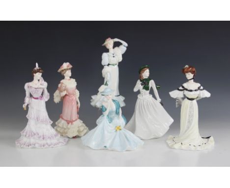 Four limited edition Coalport "Golden Age" figurines, 20th century, comprising: "Eugenie, First Night At The Opera", numbered