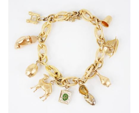 An Italian 18ct gold curb link bracelet by Nicolis Cola, comprising alternating engine turned and plain polished links, with 