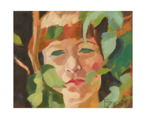  ARCHIE FORREST PORTRAIT HEAD (LINDA I) Signed lower right, oil on board   26cm x 30cm (10.25in x 11.75in) 