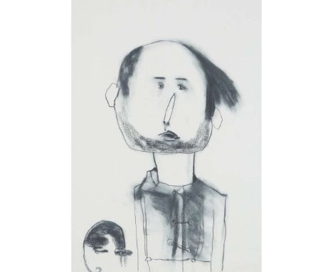  PATRICIA DOUTHWAITE MALE PORTRAIT WITH CAT Charcoal   81cm x 56cm (31.75in x 22in) 