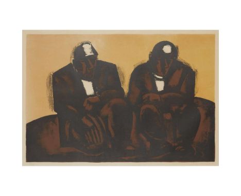  JOSEF HERMAN TWO MINERS Lithograph, 74/75, signed and numbered in pencil to margin    image size 47.5cm x 67cm (18.75in x 26