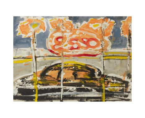  PETER MCLAREN ESSO Signed lower right, inscribed to backboard, mixed media on cardboard   60cm x 82cm (23.5in x 32.25in) 