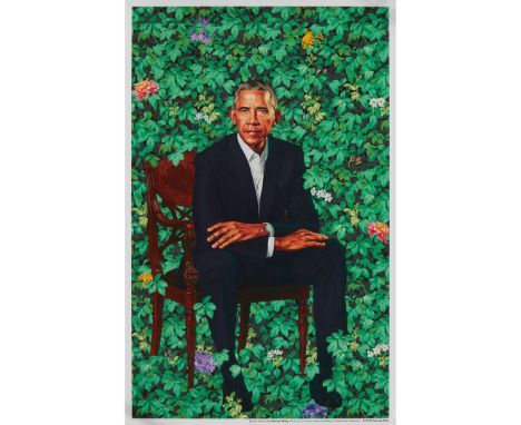  KEHINDE WILEY BARACK OBAMA - 2018 Off-set lithograph, published by the National Portrait Gallery, Washington, D.C.   the she