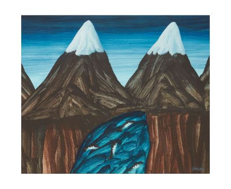  JACK KNOX FIRST SNOW - 1987 Signed lower right, signed and inscribed with title and dated '87 verso, acrylic on card   43cm 