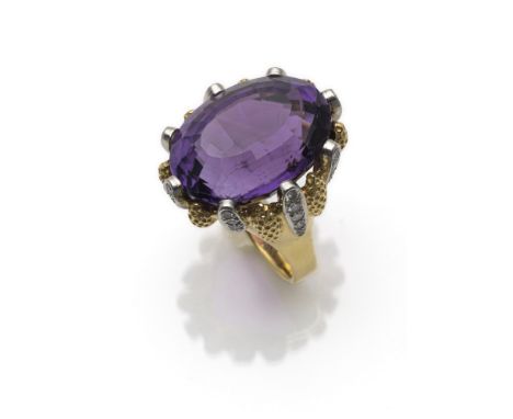 Van Cleef &amp;amp; Arpels Vintage Ring mit Amethyst und BrillantenNew York 1950/60RM 63750/000 Gelb-/Weißgold mit einem Amet