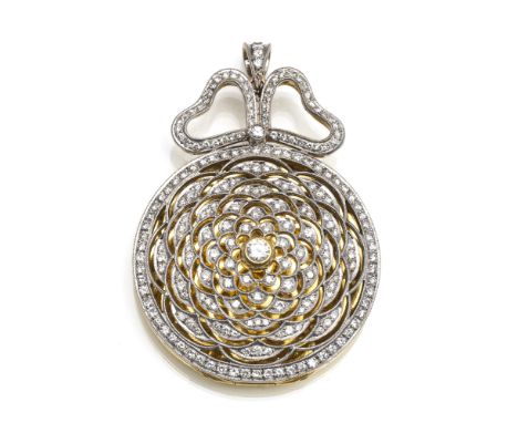 Medaillon Anhänger mit Brillanten6,0 x 4,0 x 1,1 cm750/000 Gelb- und Weißgold mit ca. 250 Brillanten zus ca. 2,20 ct H/VVS-P.