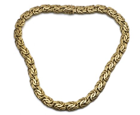 CollierItalienL 48,5 cm585/000 Gelbgold. Phantasiemuster. Kastenverschluss mit sicherheitsacht. Gewicht 80,9 g.Privatbesitz B