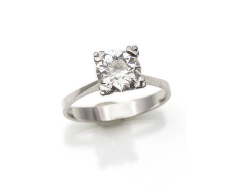 BrillantringRM 55585/000 Weißgold, 1 Brillant im Altschliff ca. 1,30ct  K / L (laut Schreiben von 1978 1,32ct), Rundiste leic