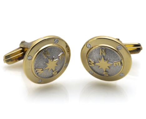 DIOR Paar ManschettenknöpfeDior Deutschland, 1980er JahreD. 1,7 cmSilber, vergoldet, Schauseitig mit Kompassmotiv. Punziert 9