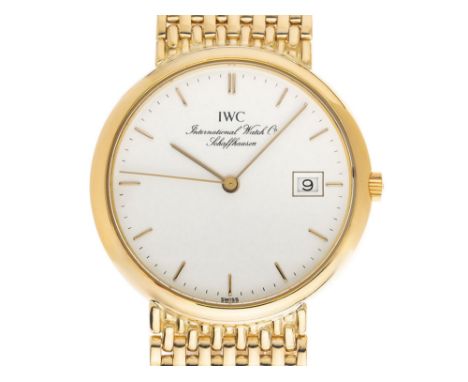 IWC Portofino199634 mm18kt Gelbgold, 34 mm, Ziffernblatt in weiß, gelbgoldene Zeiger, Saphirglas, Ref. IW3513, Armband in Gel