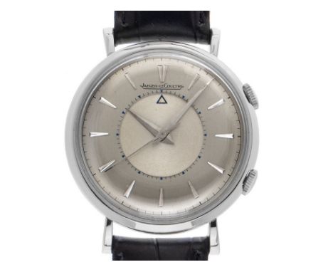 Jaeger-LeCoultre Memovox195735 mm35 mm, Edelstahl, Ziffernblatt silberfarben, polierte Edelstahlzeiger, Plexiglas, Armband au