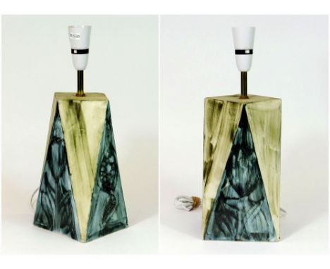 CARN POTTERY LAMP BASE. A John Beusmans Carn Pottery lamp base. Signed & printed mark. New wiring, no plug. Height including 