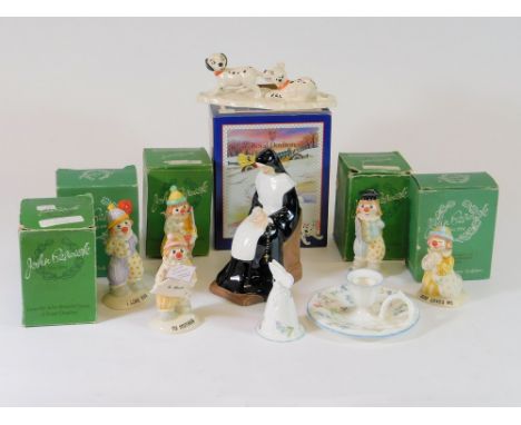 BESWICK ETC. Five 1980's Beswick, Little Lovables figures, each boxed. Also, a Royal Doulton tableau 'Lucky & Freckles on Ice