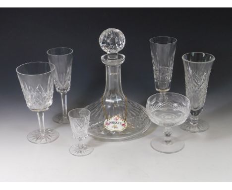 WATERFORD ETC. Five various pieces of Waterford Crystal glass, including three drinking glasses, a grapefruit glass & a glass