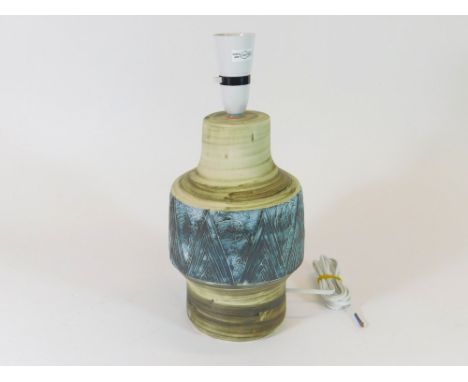 CARN POTTERY LAMP BASE. A John Beusmans Carn Pottery lamp base. Signed & printed mark. New wiring, no plug. Height including 