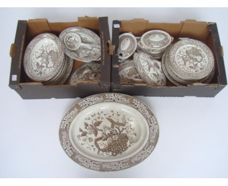 19th Century Wedgwood 'Beatrice' pattern transfer decorated part dinner service, comprising one large meat dish, three oval v