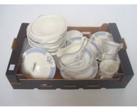 Royal Albert 'Songbird New Romance' pattern part full dinner service comprising six dinner plates, six medium plates, five de