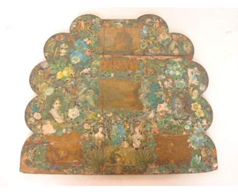 A late Victorian decoupage firescreen, a/f.  