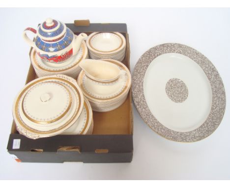 Midwinter 'Palace' pattern part dinner service comprising ten dinner plates, twelve soup bowls, twelve medium plates, eleven 