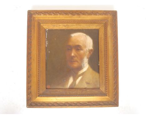 R. S. Moseley (19th/20th Century), portrait of A. W Dubourg, oil on asbestos panel, initialled, dated 1912, gilt gesso frame.