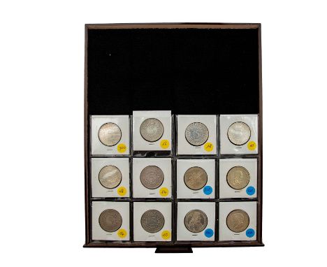 BRD - Konvolut von 12 Münzen: 5 DM Gedenkprägungen, Germanisches Museum, Schiller, Eichendorff, Markgraf von Baden, 5 DM Silb