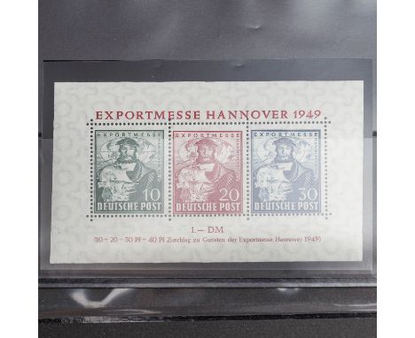 Alliierte Besetzung 1949 - Kat.-Wert 2.500,-€ Blockausgaben 'Exportmesse Hannover" mit liegendem (statt stehendem) Wasserzeic