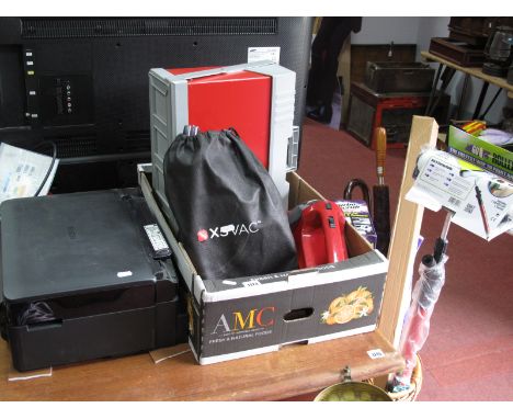 Umbrellas, Turbo Scrub, cane basket, Helix filing case, paint roller, Epsom printed (untested - sold for parts only), Thane X