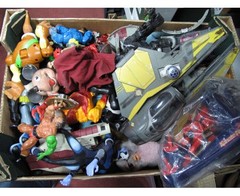 A Quantity of Modern Plastic Action Figures and Space Vehicles, by Mattel and other, playworn:- One Box