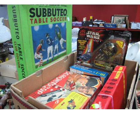 A Subbuteo Football Set Computacar, tin Tri-ang tank, among associated items.
