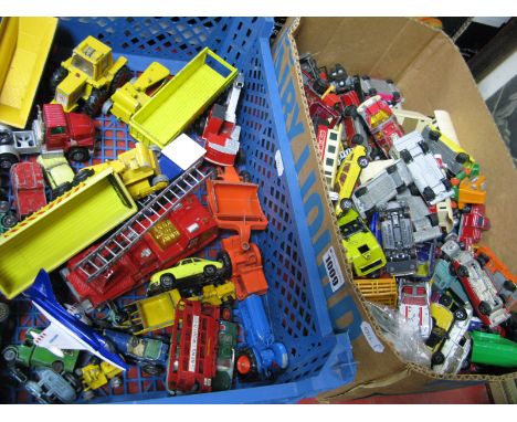 Die Cast Models, Matchbox, Tractor Trailer, Fire Tender, No 41, Ambulance etc:- Two Boxes