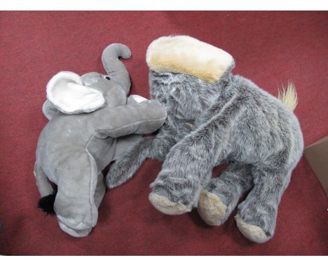 Two Soft Toy Elephants, by Steiff, Merrythought, comprising of Steiff Elephant #064050, approximately 81cm long, Merrythought