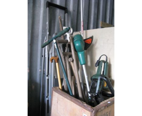 Black &amp; Decker Strimmer and Hedge Trimmer, two sets of household steps, garden tools, pruners, etc.