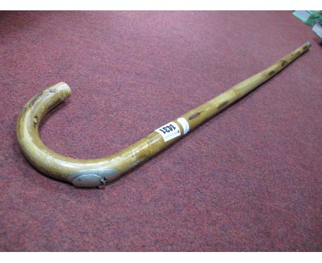 An Early XIX Century Horse Measuring Walking stick, with pull out measure scale to shoulder of crook.