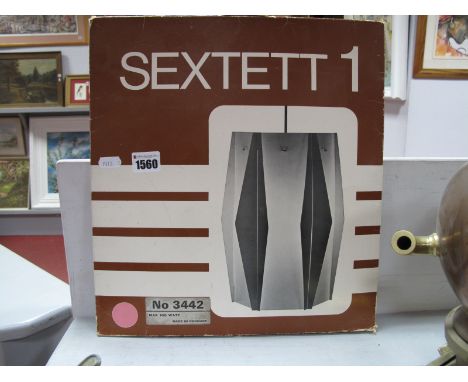 'Sextett 1' Danish Pink Plastic Folding Light Shade, in original packaging, bearing label No 3442, max 100 watt.