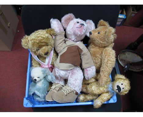 Five Modern Jointed Teddy Bears, by Steiff, Billington Bears, Actually Bears, by Jackies, Billy B Bears, and othrs the talles