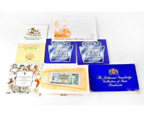 Commemorative coin packs, comprising the 1989 UK Brilliant Uncirculated £2, two Heinz uncirculated coin collection 1983, two 