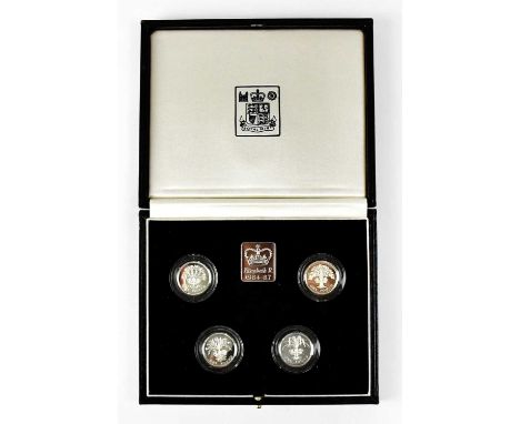 A United Kingdom £1 silver proof Piedfort collection, comprising four £1 coins, encapsulated, in fitted presentation case, wi