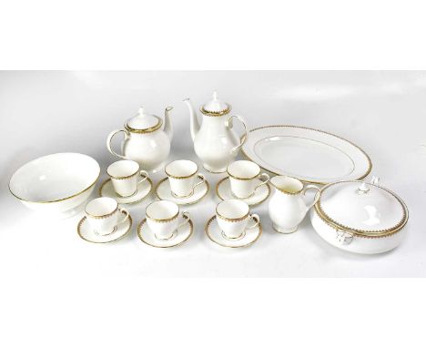ROYAL GRAFTON; a twelve-setting dinner and tea service, white ground with gilt borders, comprising cups, saucers, teapot, cof