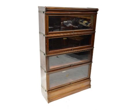 GLOBE WERNICKE CO LTD, LONDON; a four-section barrister's bookcase, with plinth top and base, 141 x 86 x 27cm.