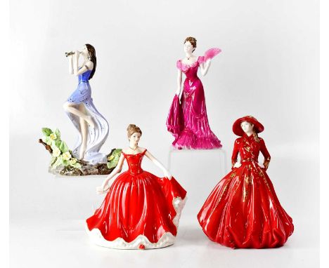Four various porcelain figures of ladies comprising Coalport Shakespearean Classical Heroines 'Ariel', Ladies of Fashion 'Ant