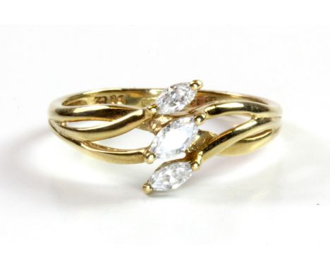 A 9ct yellow gold stone set ring, (L).