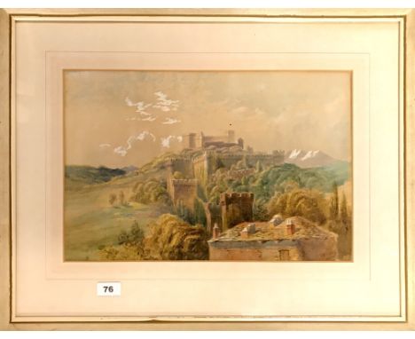 A framed 19th Century watercolour of the Citadel Bellinzona by R. Brydall 1886, frame size 66 x 51cm.